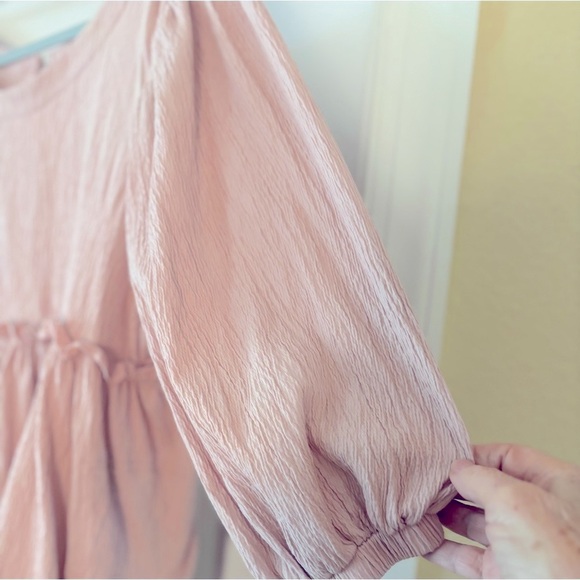 MABLE ROSE COLOR ROMPER FRILLY SIZE S FRINGE HEM PEASANT SLEEVES DEEP POCKETS - Picture 7 of 15